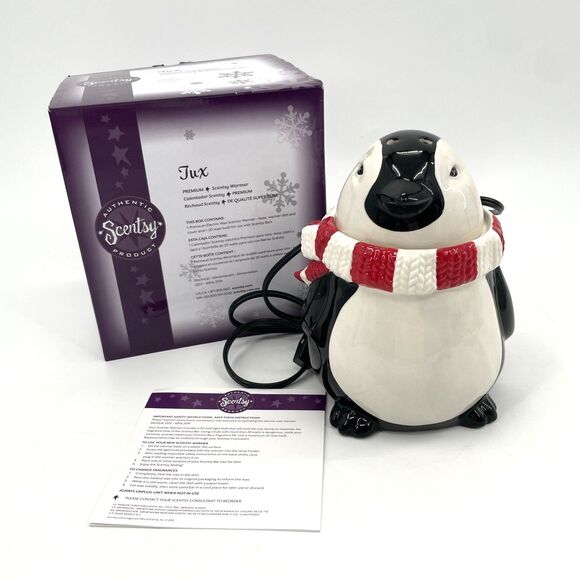 Scentsy TUX Penguin Full Size Wax Warmer Retired Holiday Christmas Box WORKS - Picture 1 of 14